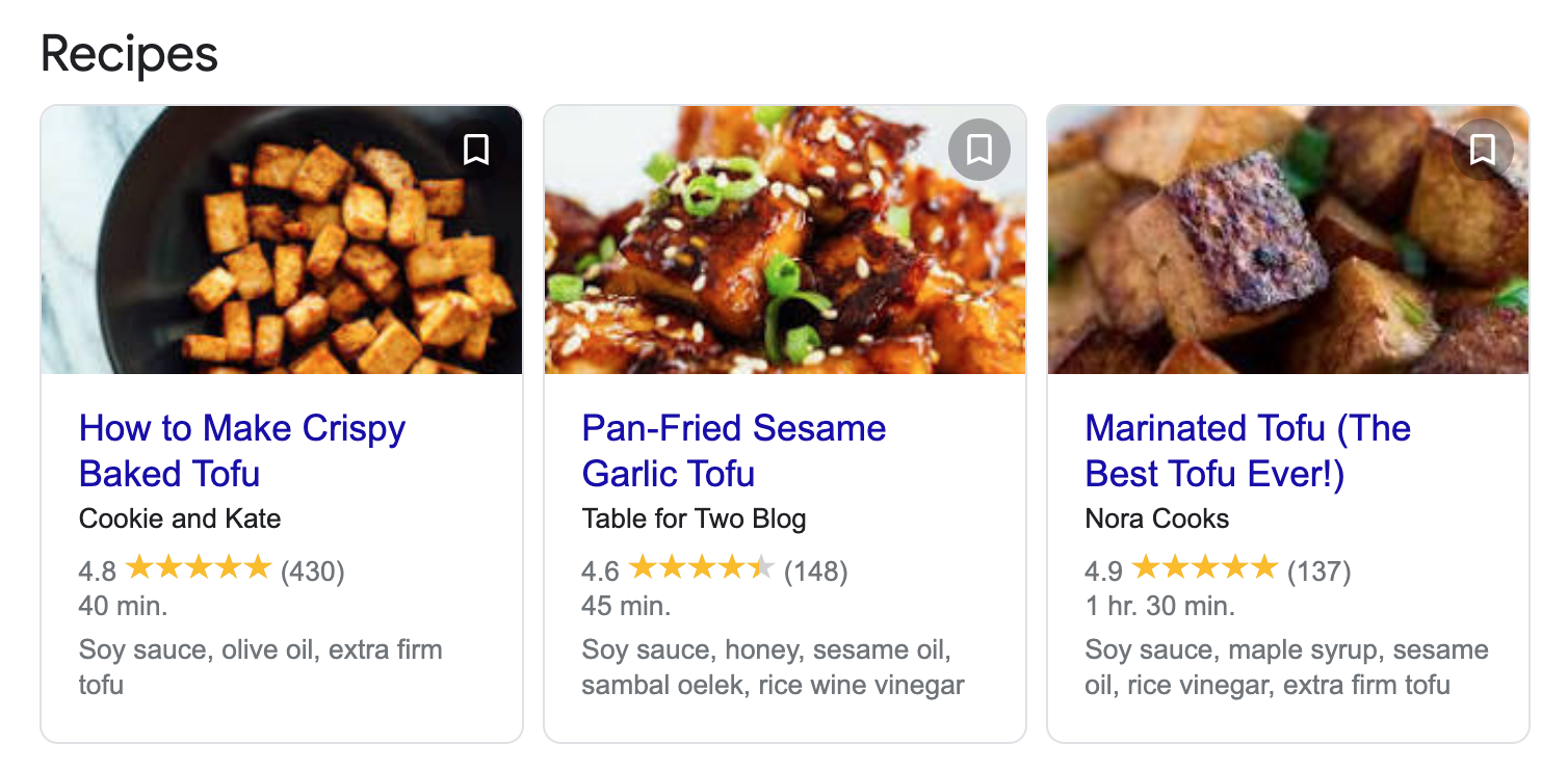 Zengin Sonuçlar, Beğenilen Yemek Tarifleri ve Google Yıldızları