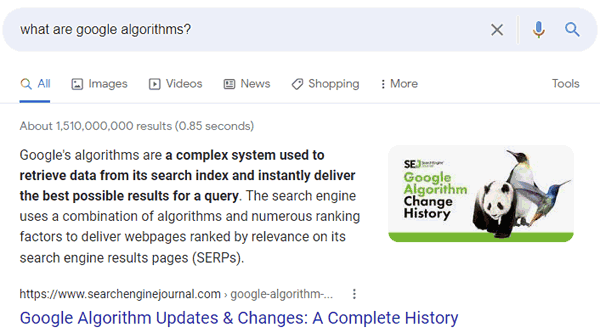 [google algoritmaları nedir?] araması